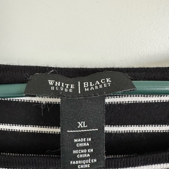 White House Black Market Black and White Striped Sweater - Picture 2 of 4
